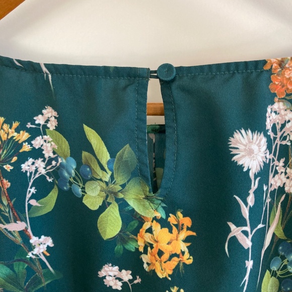 Talbots Forest Green Botanical Blouse Sz L - Picture 4 of 5
